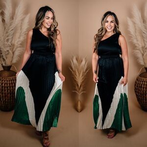 Black one shoulder maxi dress